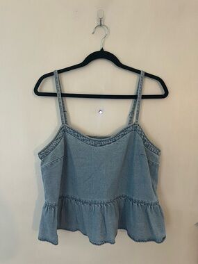 Madewell Light Wash Denim Peplum Tank